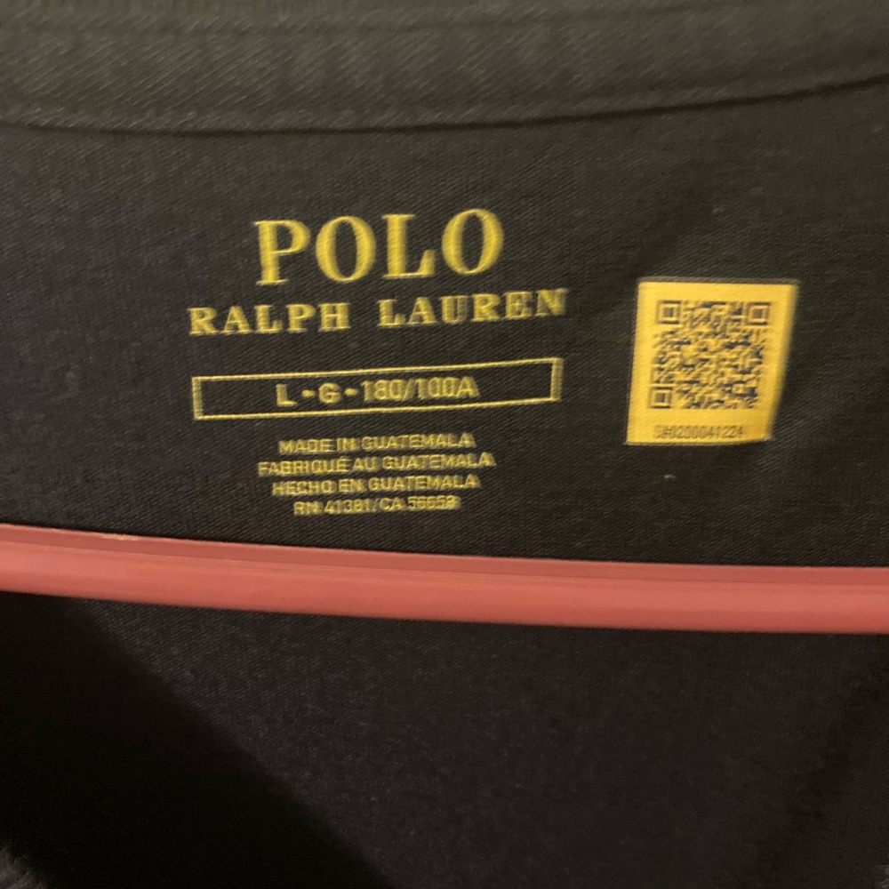 Men’s Polo Ralph Lauren Navy T-Shirt with Red Logo size:Large - Picture 2 of 3